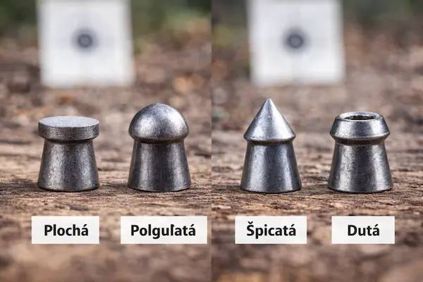ako vybrať diabolky podľa typu streľby – porovnanie rôznych tvarov diaboliek na detailnom realistickom zábere pri terči.webp