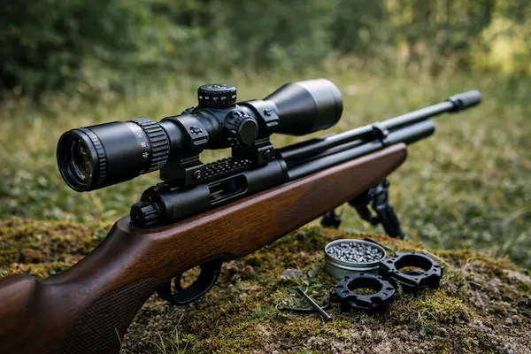 Vzduchovka s optikou a príslušenstvom – správna montáž puškohľadu.webp