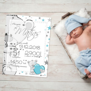 Darčeky - Tabuľka o narodení dieťatka s mackom - odosielame do 24 hodín + poštovné ZADARMO