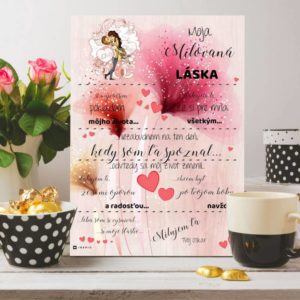 Valentínsky darček - Vyznanie lásky pre vašu priateľku - tabuľka na stenu