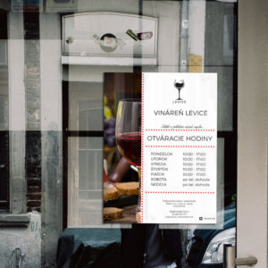 Označenie prevádzky - Otváracie hodiny pre vináreň - tabuľka na dvere